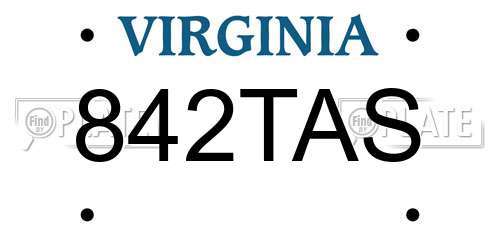 842TAS Virginia License Plate