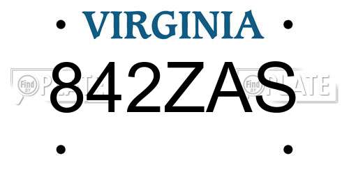 842ZAS Virginia License Plate