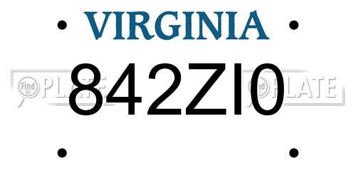 842ZI0 Virginia License Plate