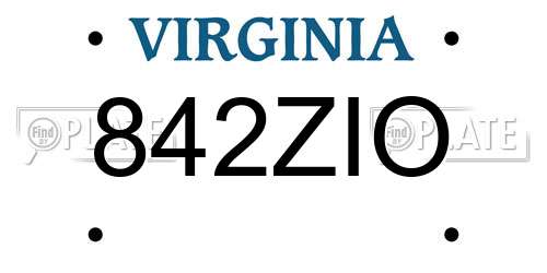 842ZIO Virginia License Plate