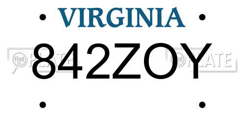 842ZOY Virginia License Plate