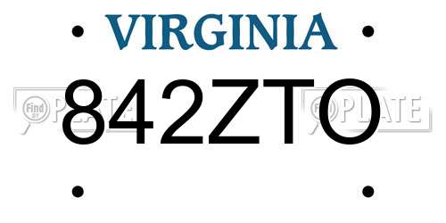 842ZTO Virginia License Plate