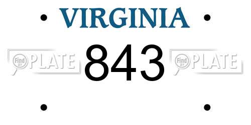 843 Virginia License Plate