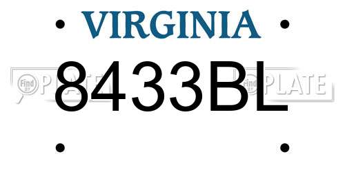 8433BL Virginia License Plate