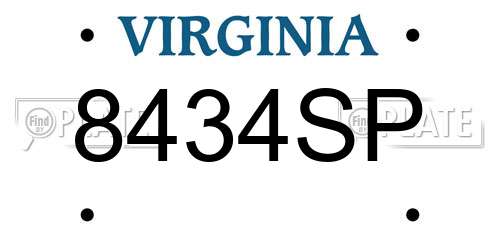 8434SP Virginia License Plate