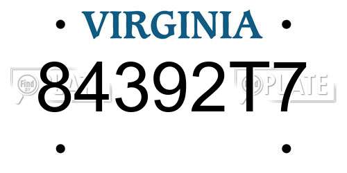 84392T7 Virginia License Plate