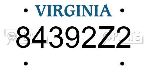 84392Z2 Virginia License Plate
