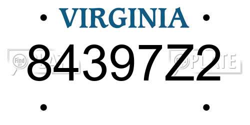 84397Z2 Virginia License Plate
