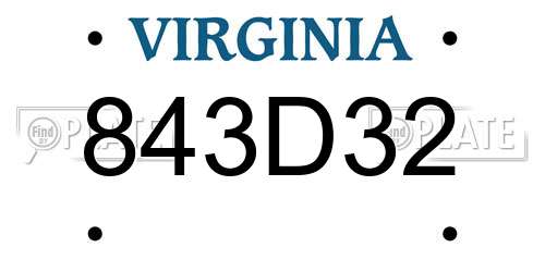 843D32 Virginia License Plate