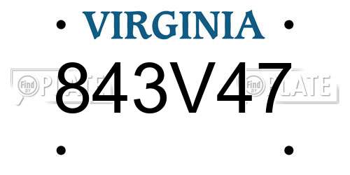 843V47 Virginia License Plate