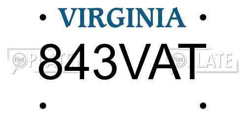 843VAT Virginia License Plate