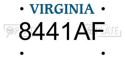8441AF Virginia License Plate