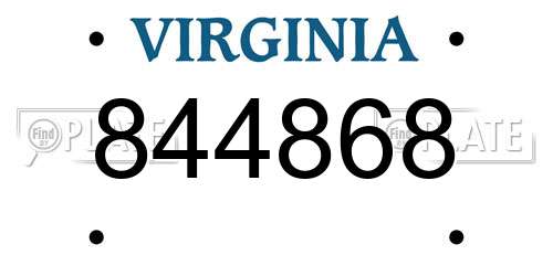 844868 Virginia License Plate