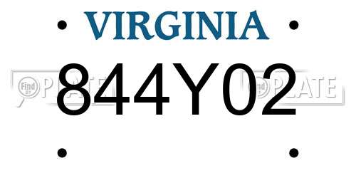 844Y02 Virginia License Plate