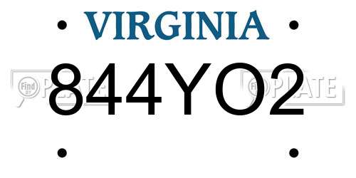 844YO2 Virginia License Plate