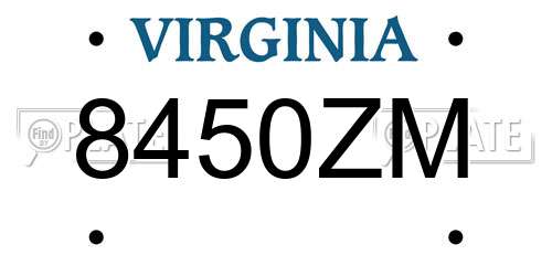 8450ZM Virginia License Plate