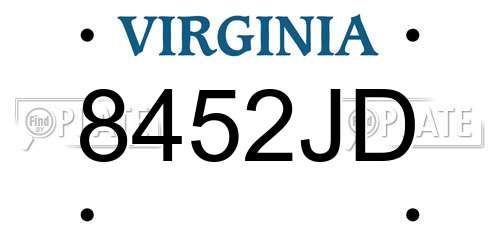 8452JD Virginia License Plate