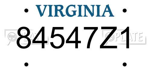 84547Z1 Virginia License Plate