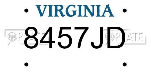 8457JD Virginia License Plate