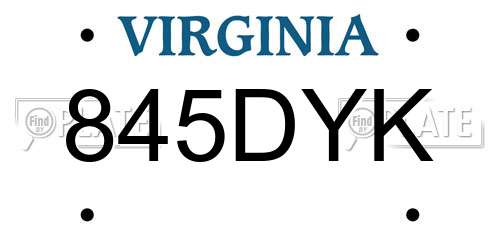 845DYK Virginia License Plate