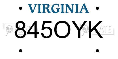845OYK Virginia License Plate