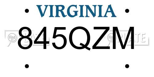 845QZM Virginia License Plate