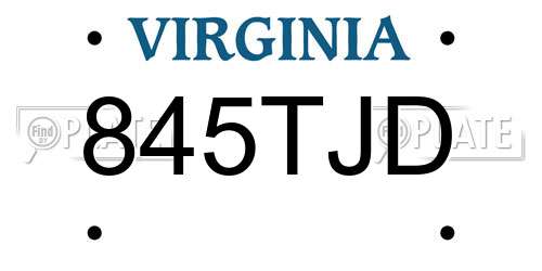 845TJD Virginia License Plate
