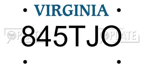 845TJO Virginia License Plate