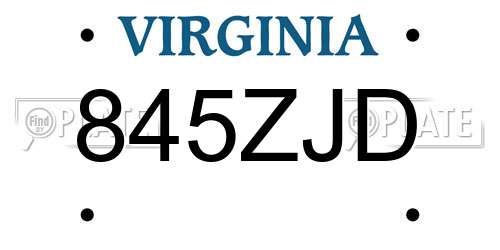 845ZJD Virginia License Plate