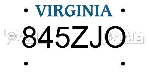 845ZJO Virginia License Plate