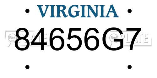 84656G7 Virginia License Plate