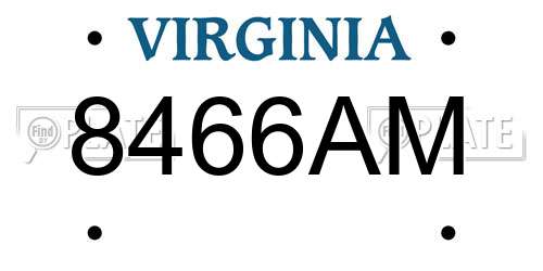 8466AM Virginia License Plate