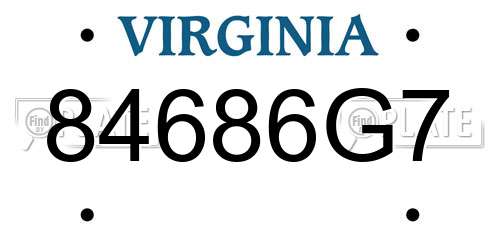 84686G7 Virginia License Plate