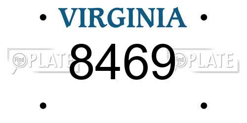 8469 Virginia License Plate
