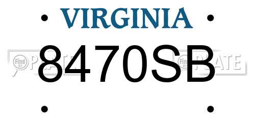 8470SB Virginia License Plate