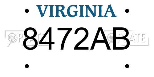 8472AB Virginia License Plate