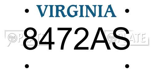 8472AS Virginia License Plate