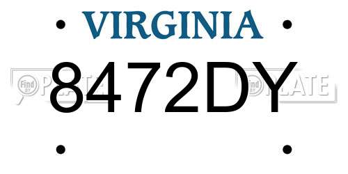 8472DY Virginia License Plate