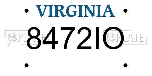 8472IO Virginia License Plate
