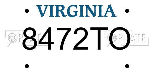 8472TO Virginia License Plate