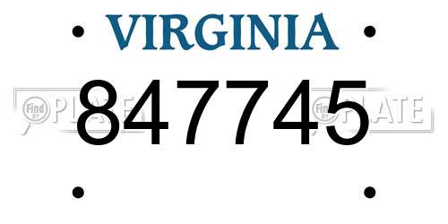 847745 Virginia License Plate