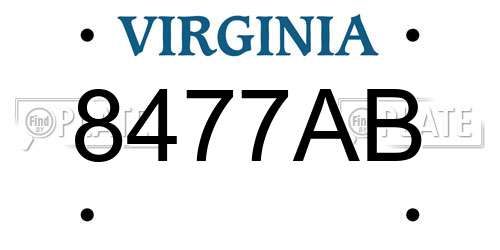 8477AB Virginia License Plate