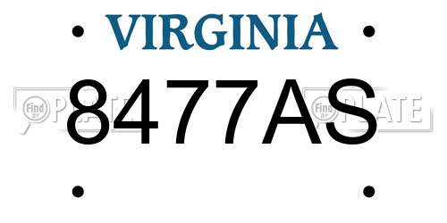 8477AS Virginia License Plate
