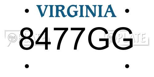8477GG Virginia License Plate