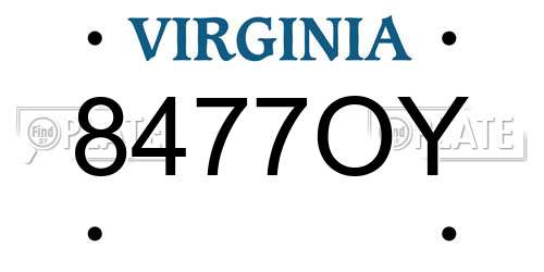 8477OY Virginia License Plate