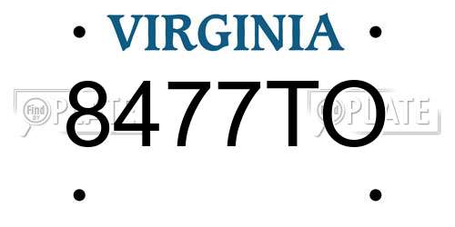8477TO Virginia License Plate
