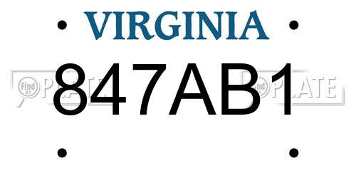 847AB1 Virginia License Plate