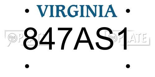 847AS1 Virginia License Plate
