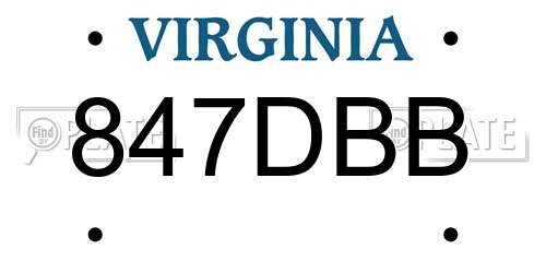 847DBB Virginia License Plate