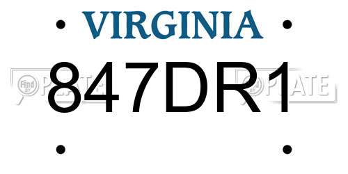 847DR1 Virginia License Plate
